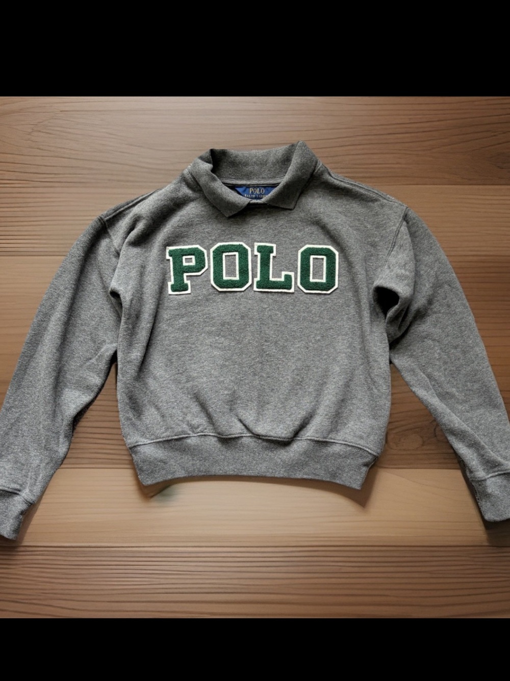 POLO RALPH LAUREN Sweatshirt Girls Youth Medium 8/10 Gray Patch Logo Pullover - Picture 4 of 11